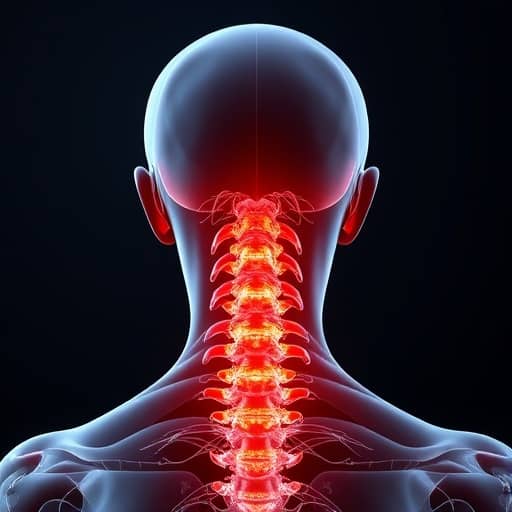 Causes of cervical spondylosis - Dehydration of spinal discs, herniated discs, bone spurs, and ligament stiffness in the neck.