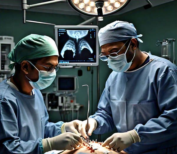 Surgeon performing Minimally Invasive Spine Surgery with advanced tools